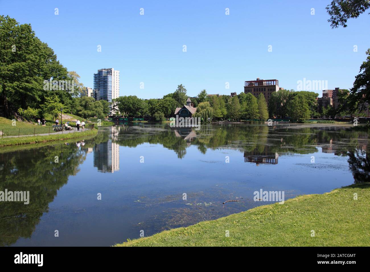 Harlem Meer, Central Park, Manhattan, New York City, Usa Foto Stock