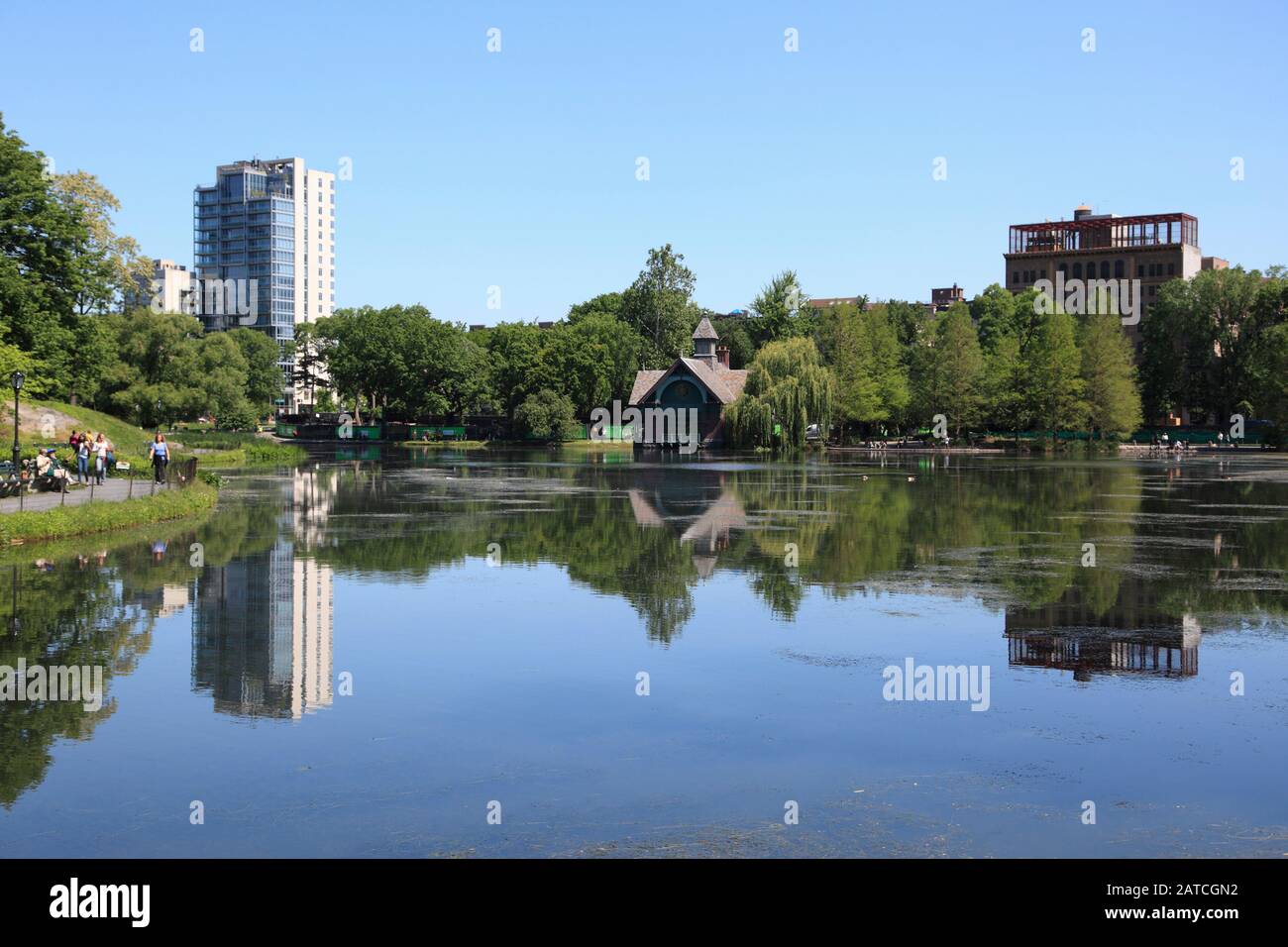 Harlem Meer, Central Park, Manhattan, New York City, Usa Foto Stock