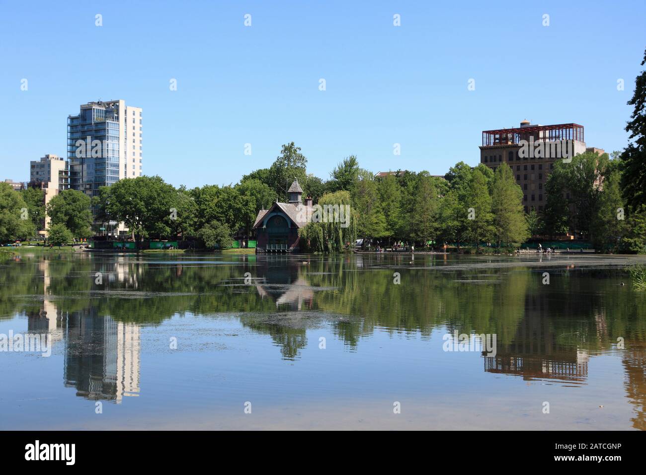 Harlem Meer, Central Park, Manhattan, New York City, Usa Foto Stock