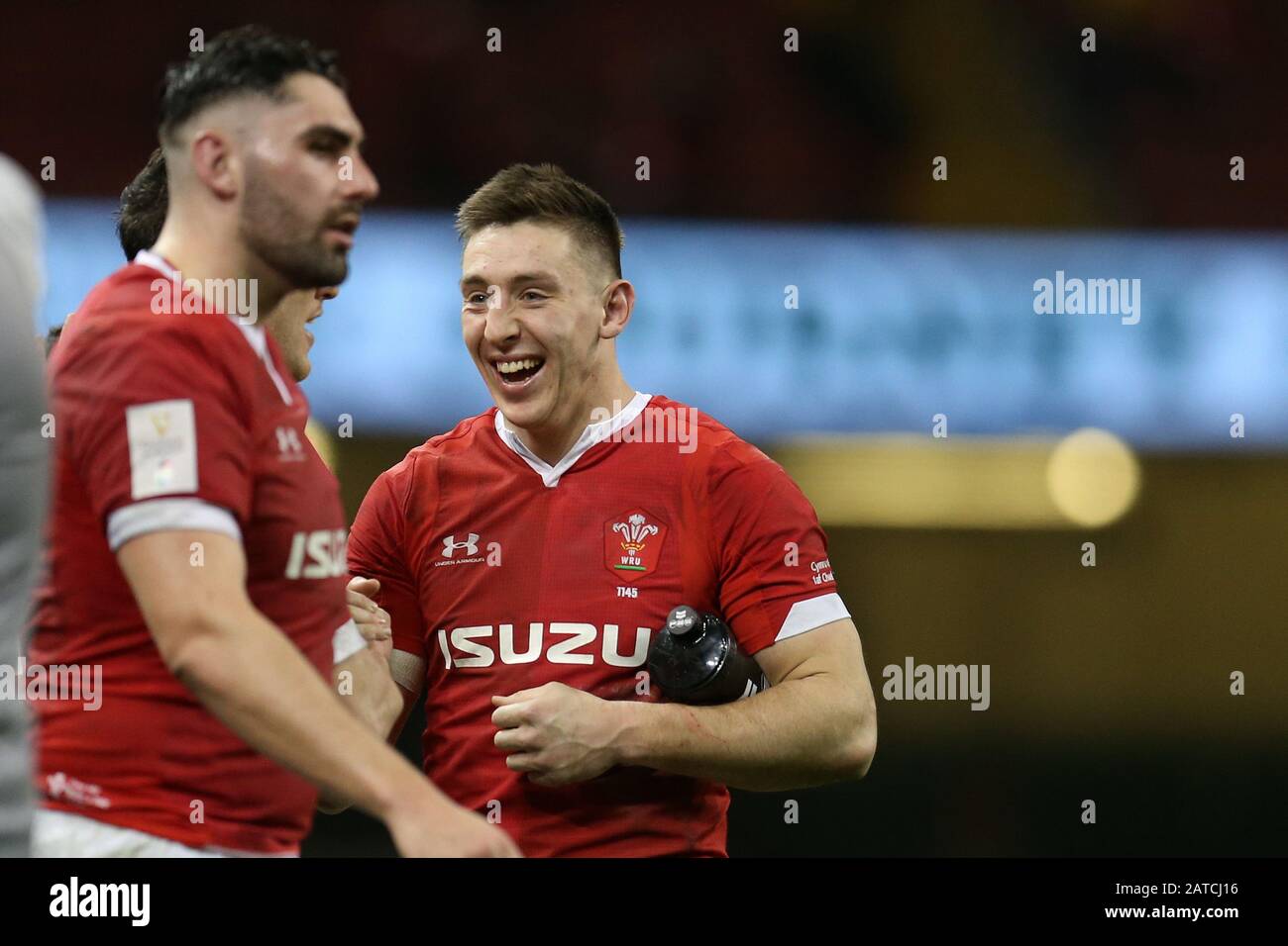 Cardiff, Regno Unito. 01st Feb, 2020. Josh Adams del Galles celebra dopo il gioco. Galles / Italia, Guinness Six Nations Championship 2020 incontro internazionale di rugby al Principato di Cardiff, Galles, Regno Unito sabato 1st febbraio 2020. PIC by Andrew Orchard/Alamy Live News ATTENZIONE FOTO DISPONIBILE SOLO PER USO EDITORIALE Foto Stock