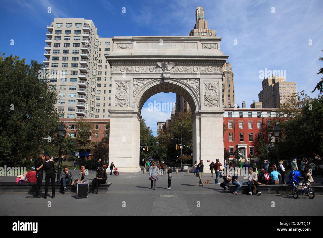 Washington Square Park, Washington Square Arch, Greenwich Village, Manhattan, New York City, Usa Foto Stock