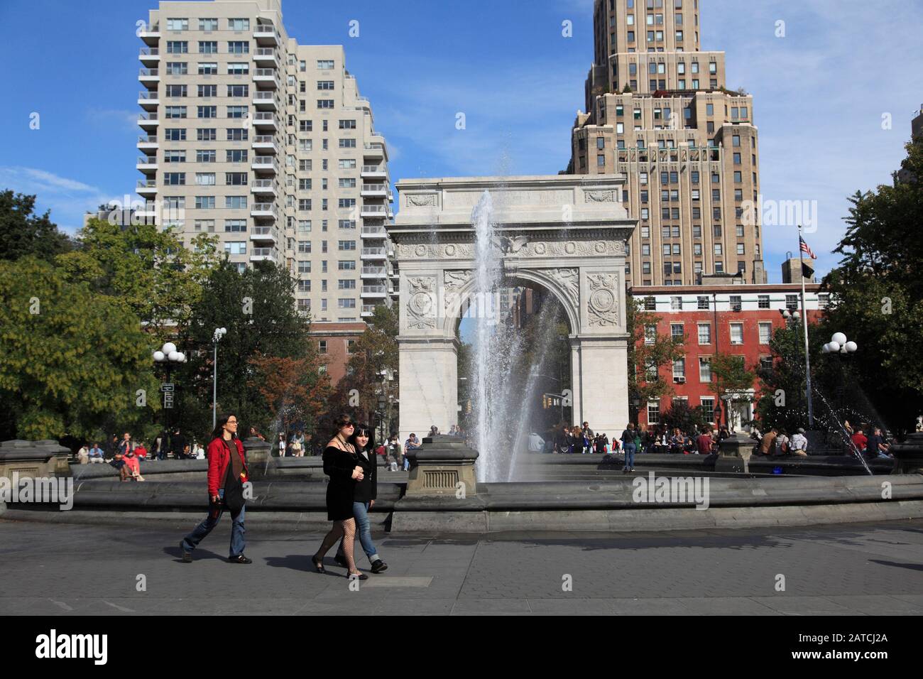 Washington Square Park, Washington Square Arch, Greenwich Village, Manhattan, New York City, Usa Foto Stock