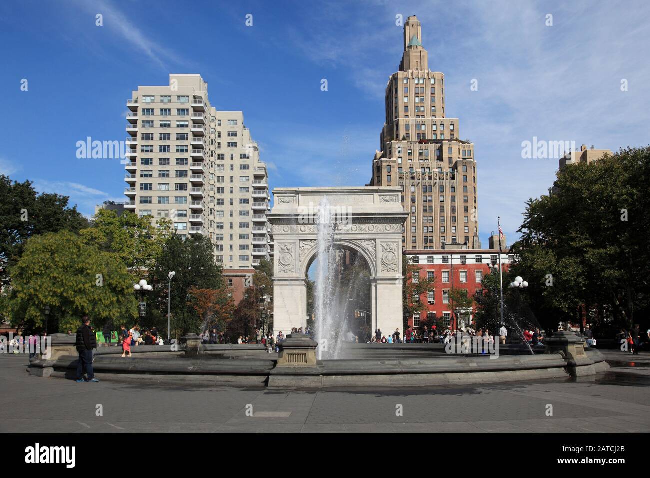 Washington Square Park, Washington Square Arch, Greenwich Village, Manhattan, New York City, Usa Foto Stock