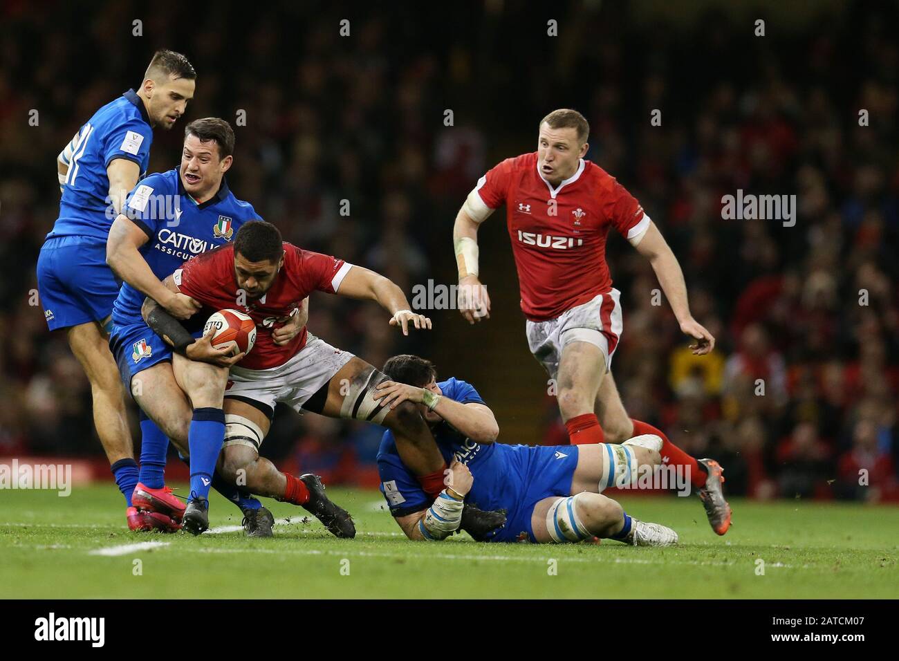 Cardiff, Regno Unito. 01st Feb, 2020. Taulupe Faletau del Galles è fermato . Galles / Italia, Guinness Six Nations Championship 2020 incontro internazionale di rugby al Principato di Cardiff, Galles, Regno Unito sabato 1st febbraio 2020. PIC by Andrew Orchard/Alamy Live News ATTENZIONE FOTO DISPONIBILE SOLO PER USO EDITORIALE Foto Stock