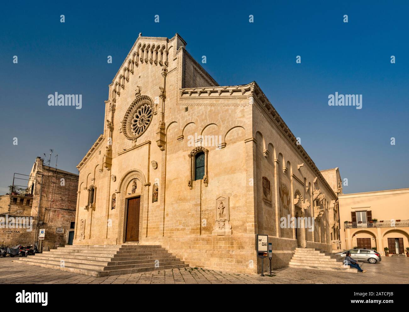 Matera cattedrale del XIII secolo, romanico pugliese, a Matera, Basilicata, Italia Foto Stock
