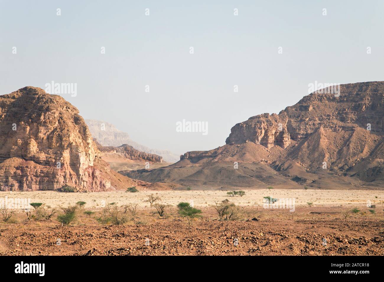 Valle di Timna nel deserto del Negev, Israele Foto Stock