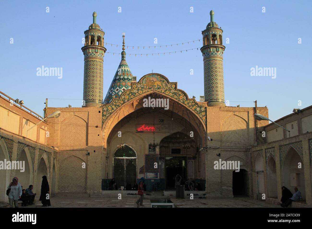 Foto grandangolare di un antico edificio nella città di Kashan, Iran Foto Stock