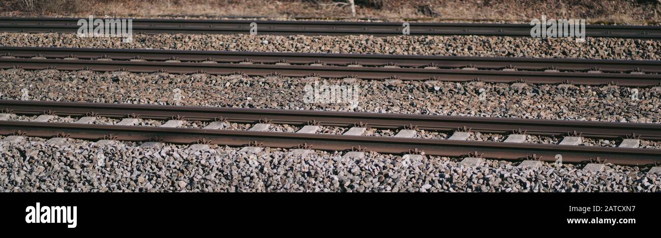 Scatto in testa di una pista del treno Foto Stock