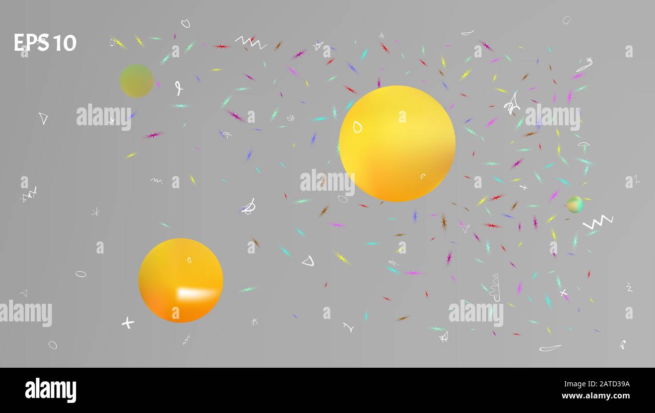 Utile maglia di illustrazione colorifica. Texture di sfondo, luminosa. Nuova fantasia spaziale. Bianco neutro. Super pianeti sfondo a tema. Backgroun colorato Illustrazione Vettoriale