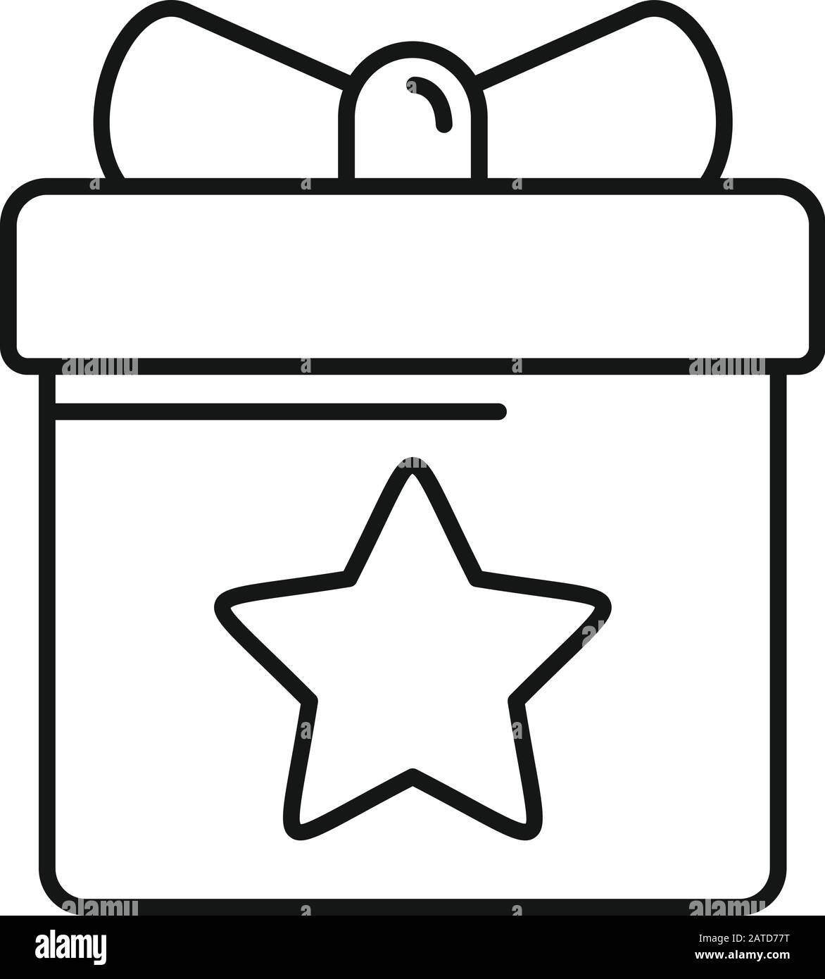 Icona della confezione regalo fedeltà. Icona vettore casella regalo fedeltà outline per web design isolato su sfondo bianco Illustrazione Vettoriale