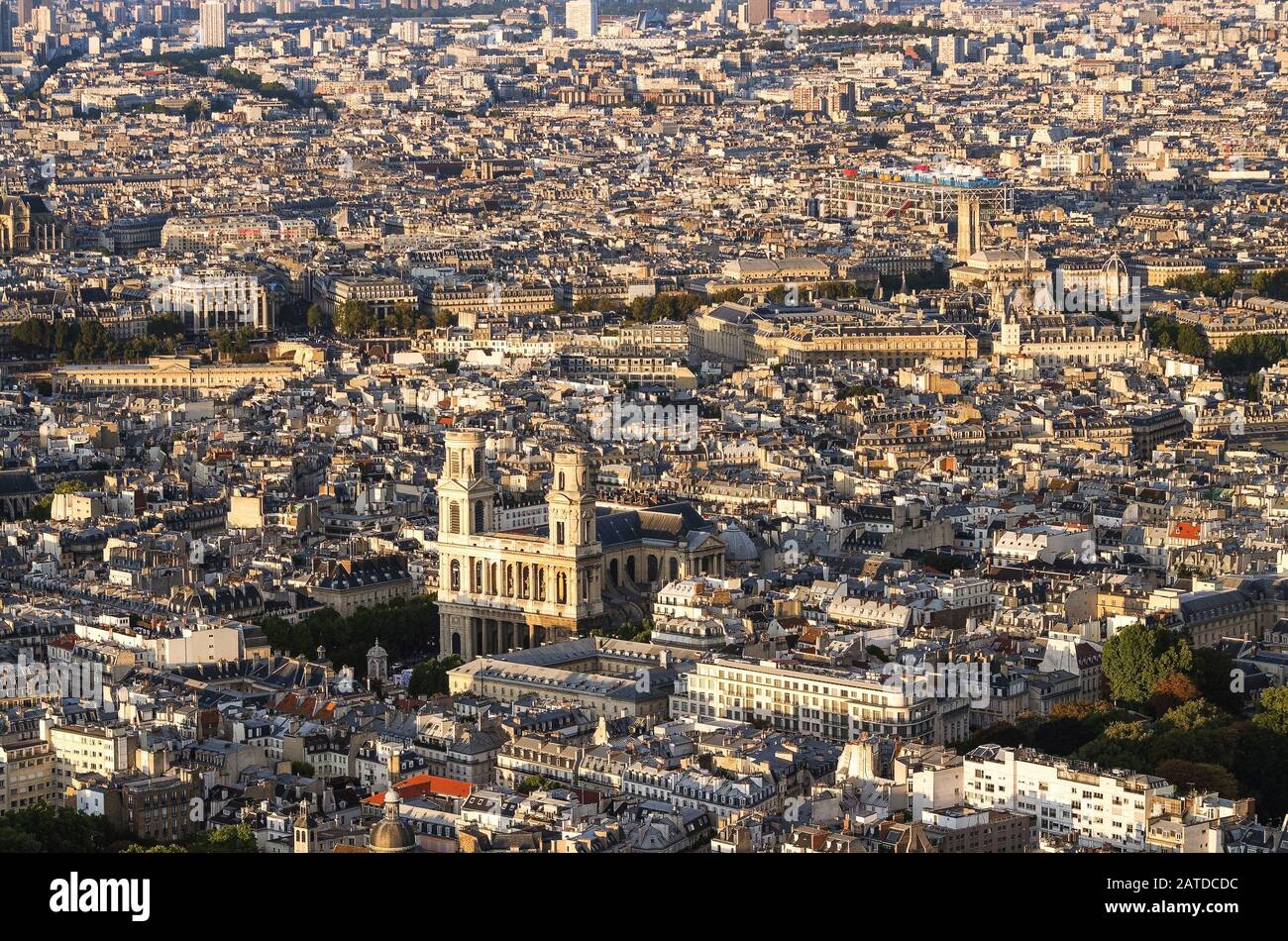 Parigi, Francia - veduta aerea della città con la cattedrale di Notre Dame. Patrimonio Dell'Umanità Dell'Unesco. Stile colore filtrato. Foto Stock