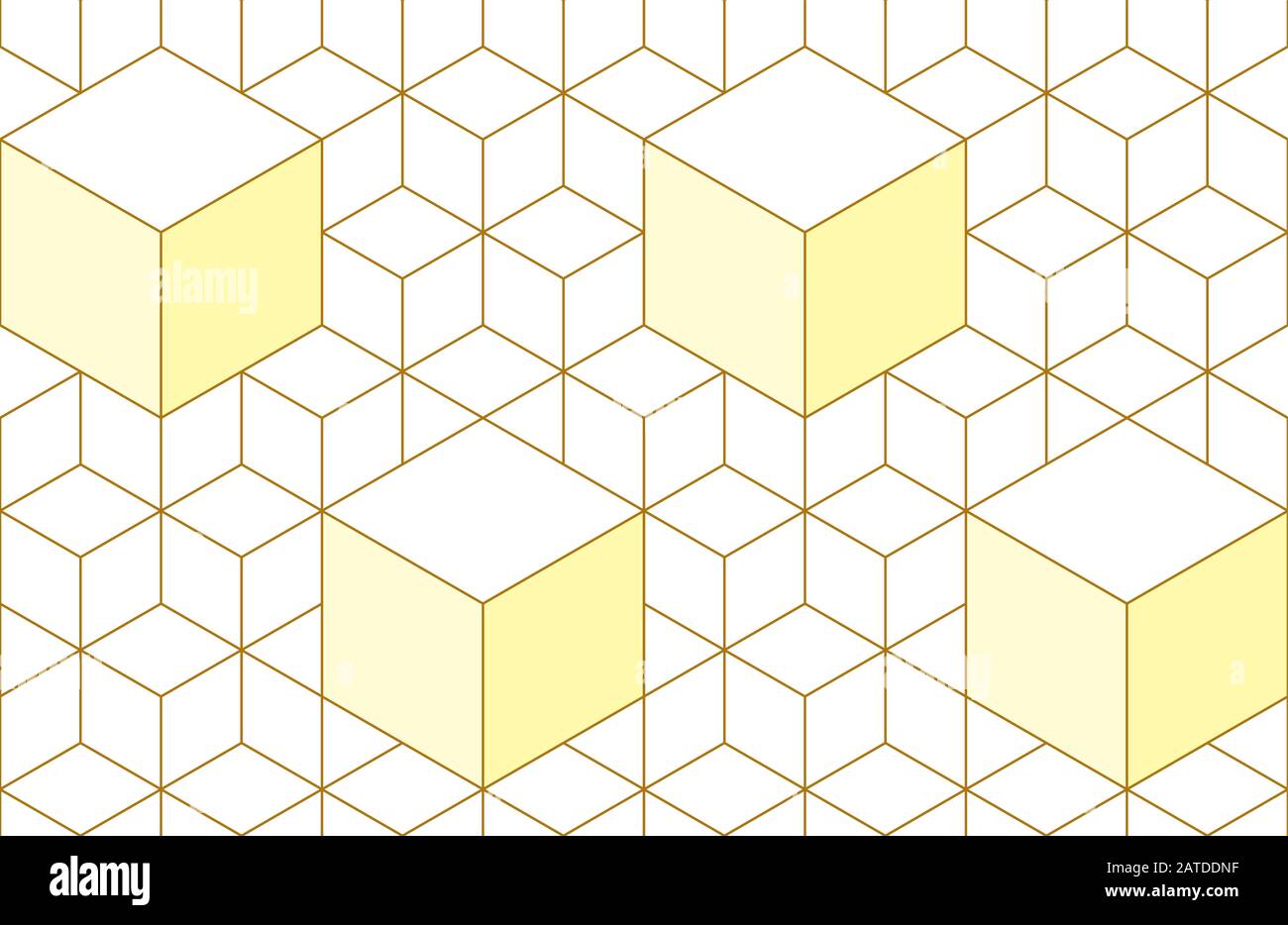 Linee d'oro, esagoni, rombi e nodi senza giunzioni. Trama geometrica astratta e ripetuta con forme esagonali intersecanti. Dorso color oro Illustrazione Vettoriale