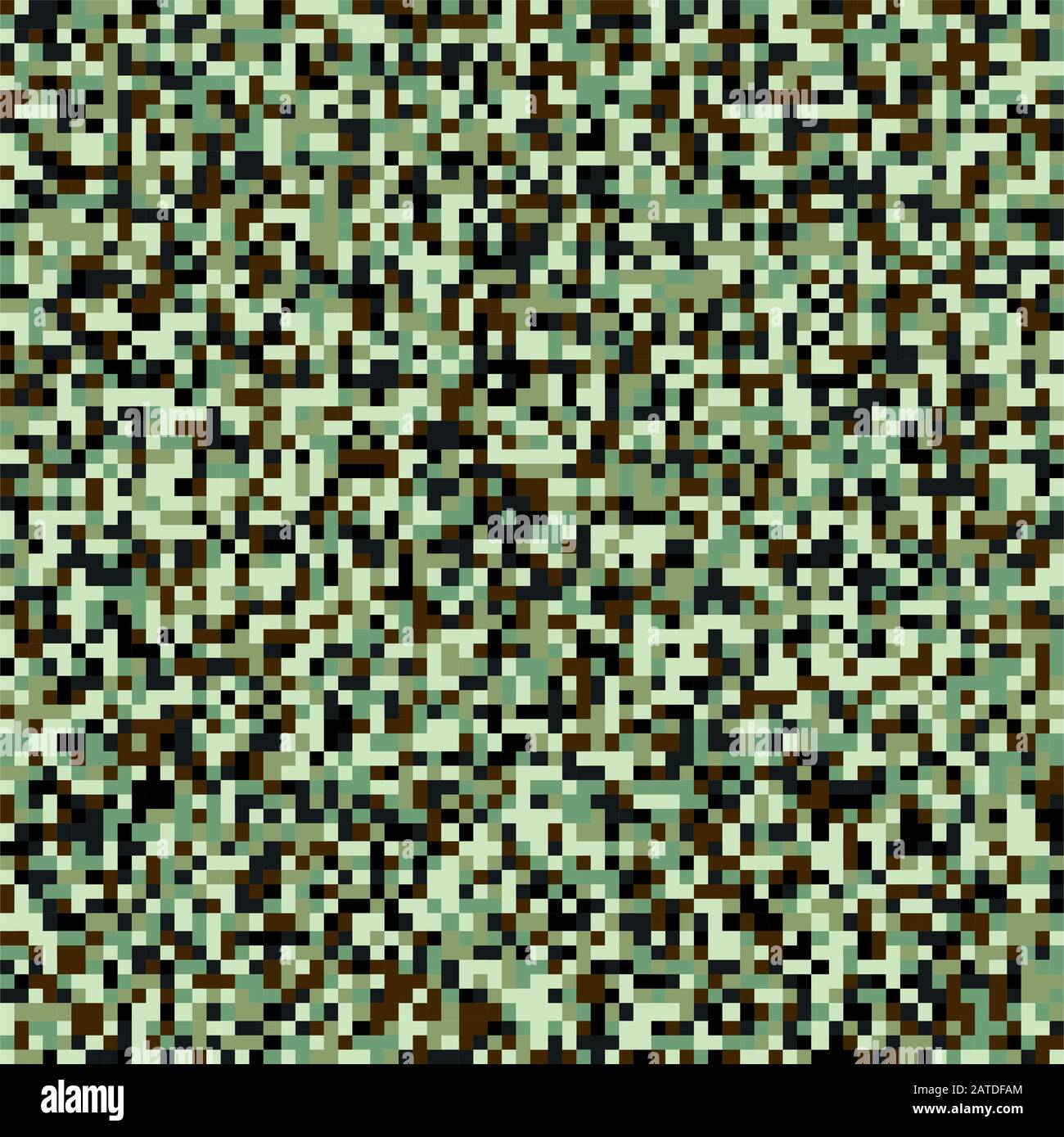 Mosaico pixel motivo senza cuciture in toni di fogliame. Texture ripetuta con punti quadrati verdastri. Sfondo geometrico del vettore. Illustrazione Vettoriale