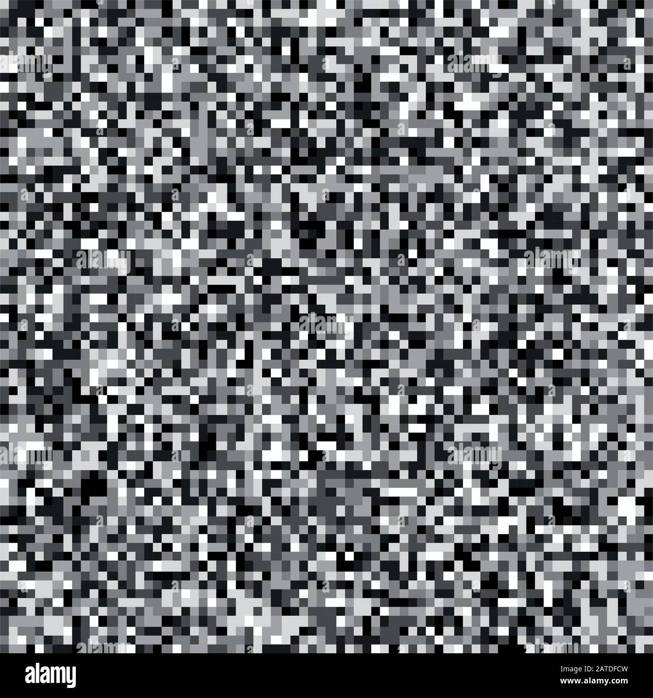 Mosaico in pixel motivo continuo in toni di grigio. Texture ripetuta con punti quadrati bianchi, grigi e neri. Sfondo geometrico del vettore. Illustrazione Vettoriale