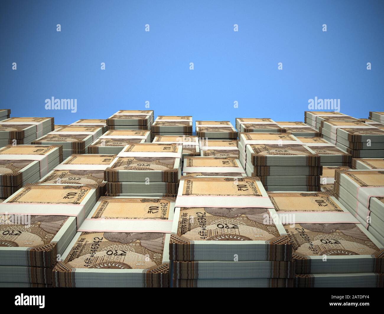 INR. La valuta indiana. Il denaro di India background aziendale. Rupie indiane closeup photo, offuscata indietro. Foto Stock