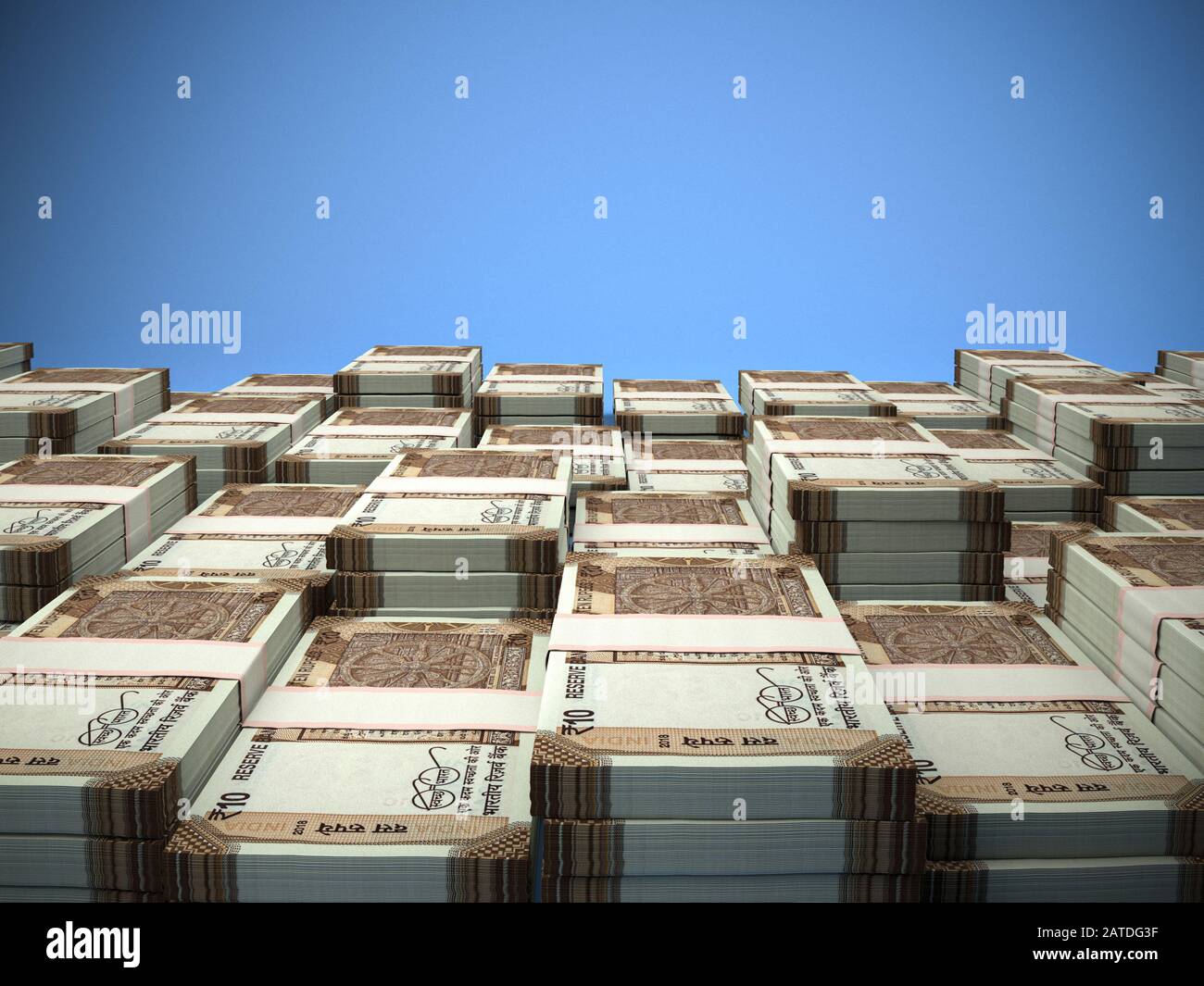 INR. La valuta indiana. Il denaro di India background aziendale. Rupie indiane closeup photo, offuscata indietro. Foto Stock