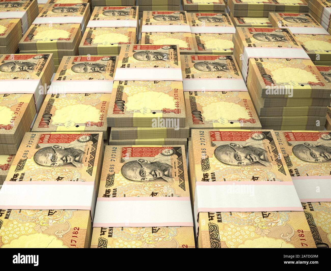 INR. La valuta indiana. Il denaro di India background aziendale. Rupie indiane closeup photo, offuscata indietro. Foto Stock