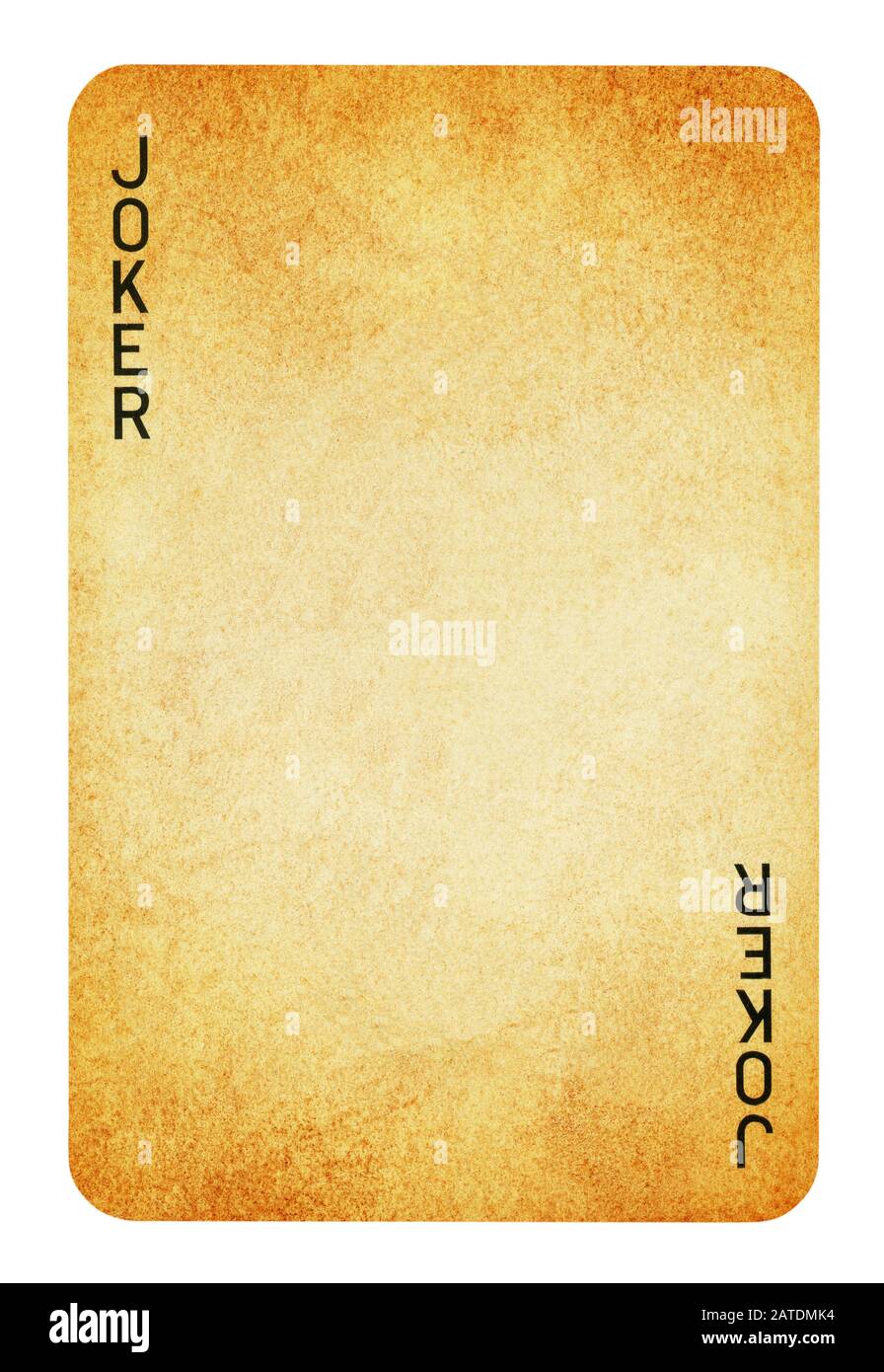 Joker Vintage carta da gioco - isolato su bianco (percorso di clipping incluso) Foto Stock