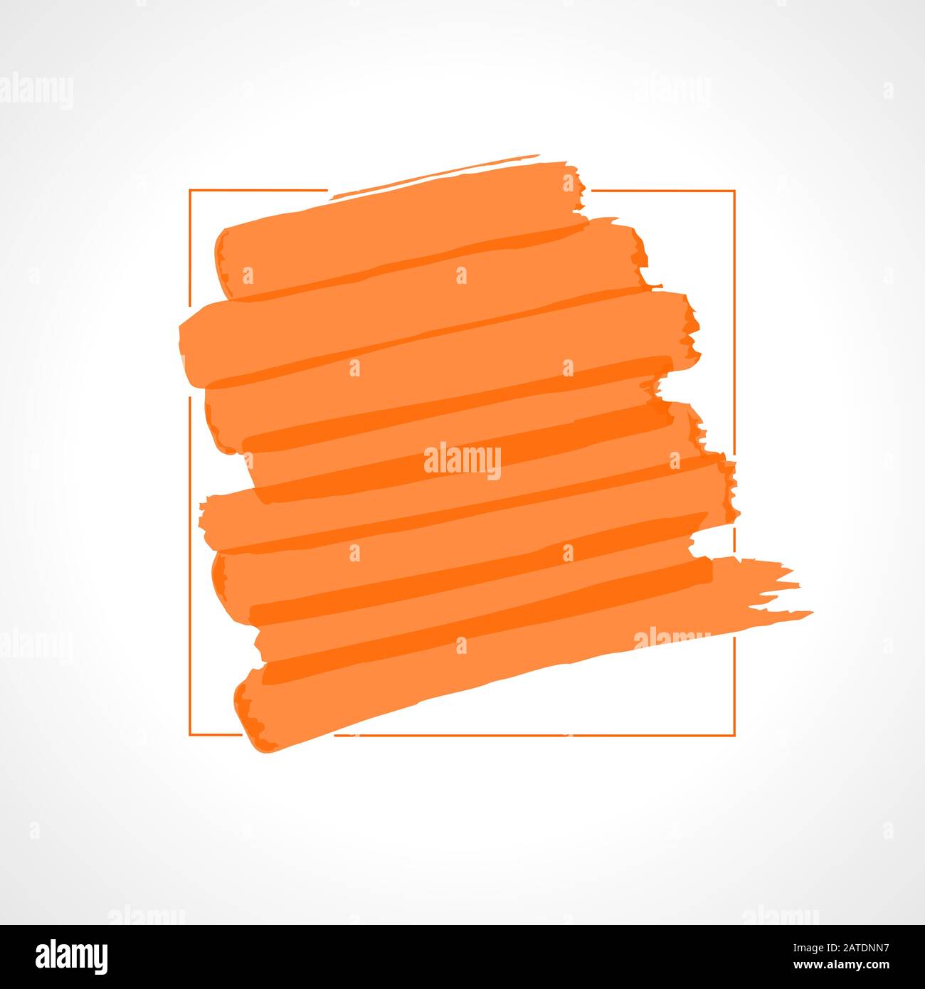 Strisce di evidenziatori arancioni disegnate a mano. Template di sfondo dei tratti di marcatore. Ottimizzato per le modifiche dei colori con un solo clic. Colori trasparenti EPS10 vettoriale illu Illustrazione Vettoriale