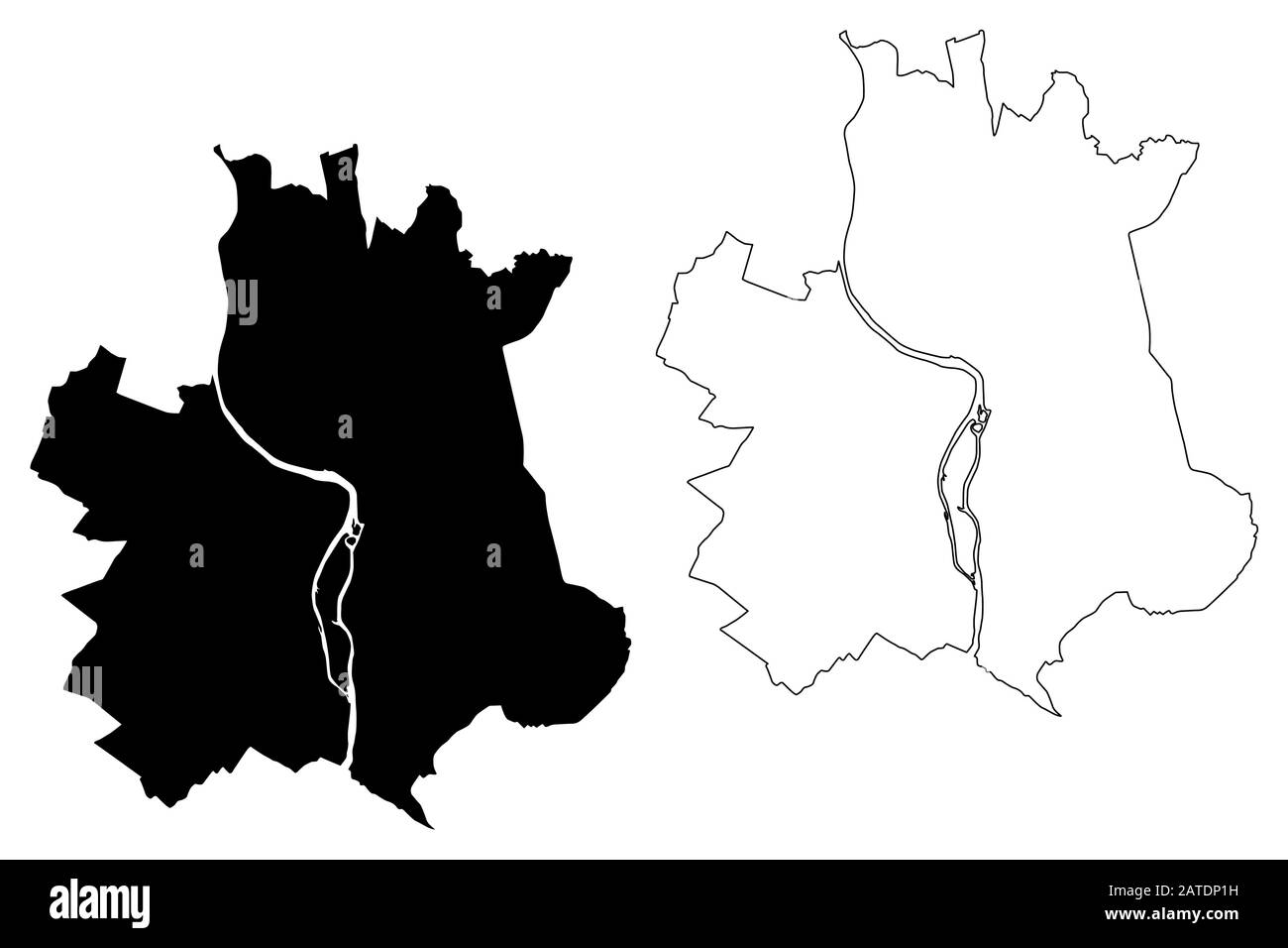 Toulouse City (Repubblica francese, Francia, Occitanie) mappa vettore illustrazione, abbozzare schizzo Città di Tolosa mappa Illustrazione Vettoriale
