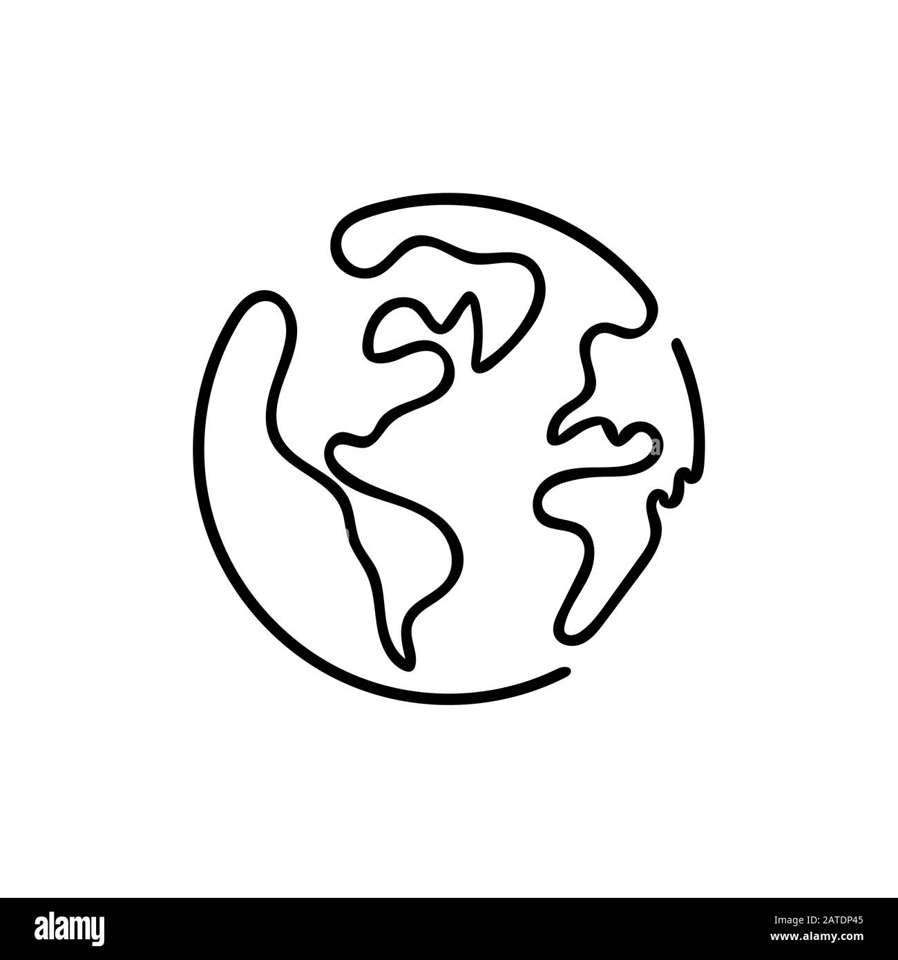 Planet Earth line ART - Un mondo di stile linea. Design vettoriale semplice e moderno in stile minimalista per poster, volantini, t-shirt, carte, inviti, adesivi Illustrazione Vettoriale