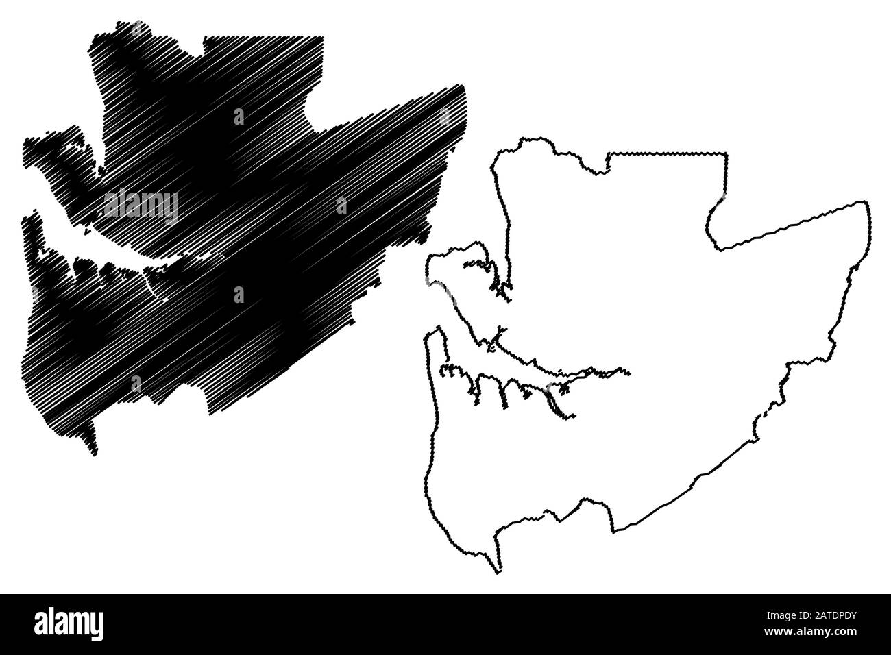 Estuaire provincia (suddivisioni del Gabon, Repubblica Gabonese) mappa illustrazione vettoriale, scribble schizzo Estuaire mappa Illustrazione Vettoriale