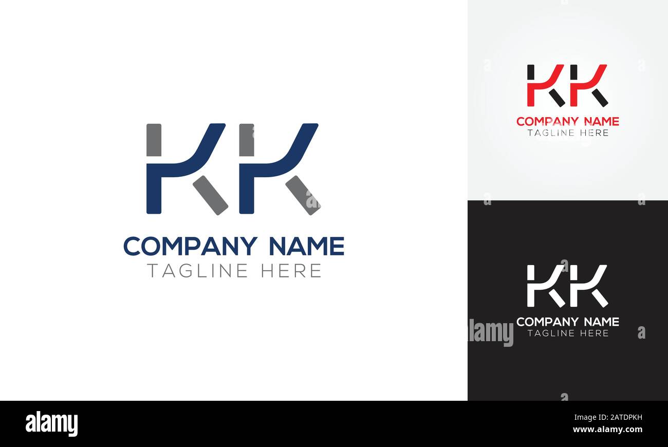 Modello vettoriale di disegno con logo KK alfabetico iniziale. Lettera Astratta Kk Logo Collegato Illustrazione Vettoriale