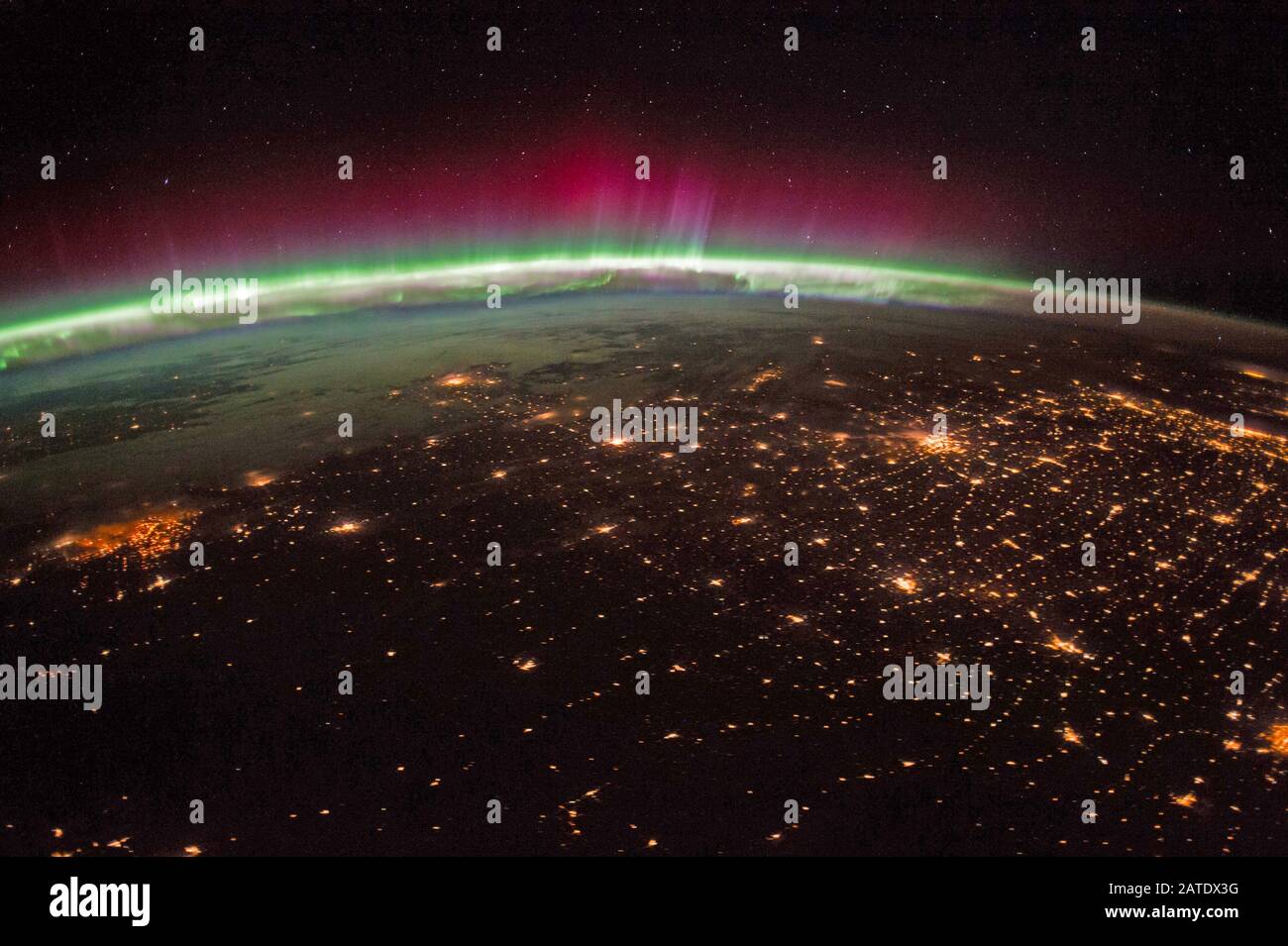 ISS - 28 settembre 2017 - l'aurora boreale - come visto da un astronauta dalla Stazione spaziale Internazionale sopra gli Stati Uniti Foto Stock