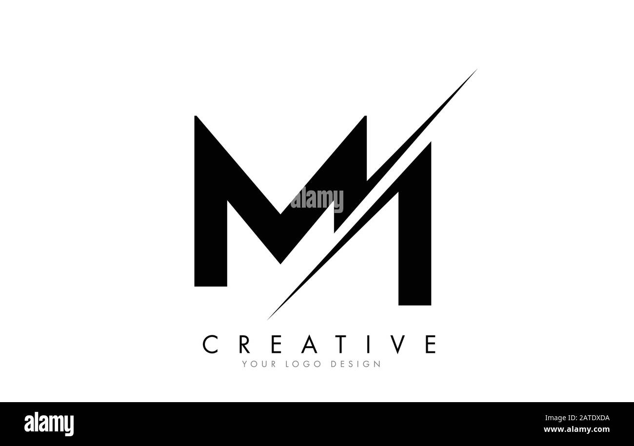 Mi M i Letter Logo Design con taglio creativo. Design creativo del logo. Illustrazione Vettoriale