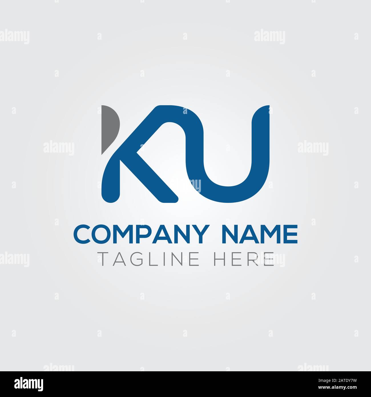 Modello vettore di disegno con logo KU dell'alfabeto iniziale. Lettera Astratta Ku Logo Collegato Illustrazione Vettoriale