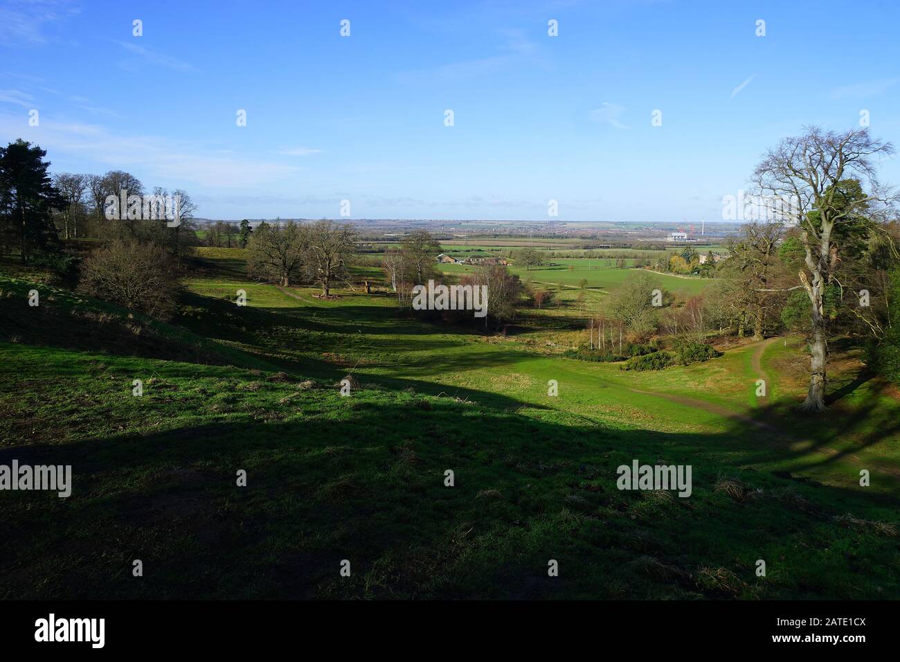 Una vista dal Parco Amsthill di fronte a Marston vale Foto Stock