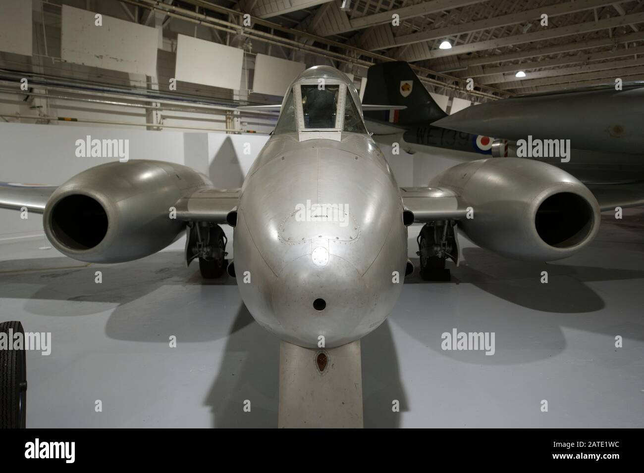 Gloster Meteor F.8 jet fighter - RAF Museum - Londra Foto Stock