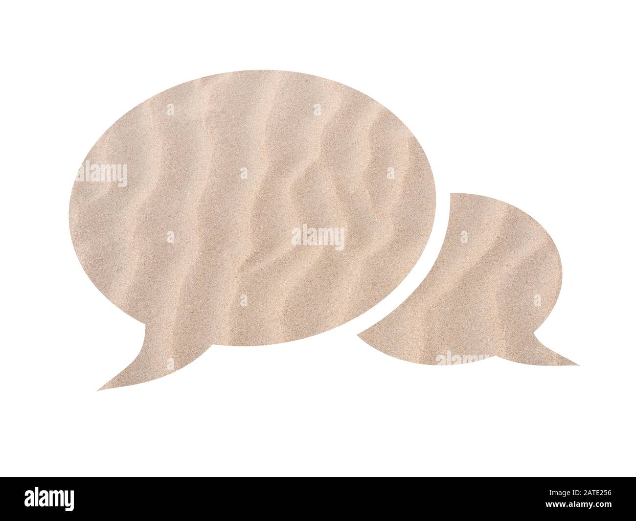 Bolla di dialogo su un fondo di spiaggia sabbiosa Foto Stock