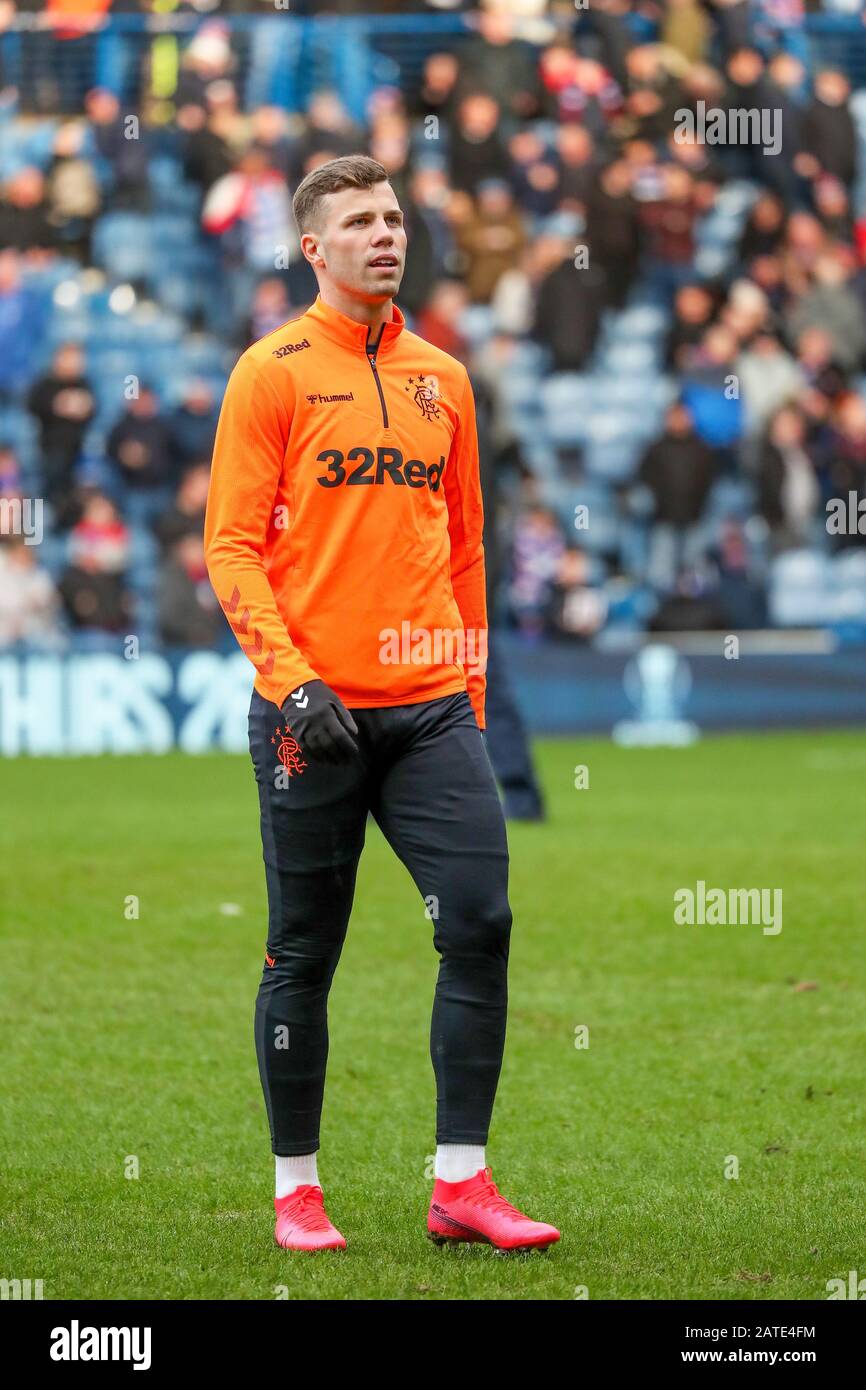 Florian Kamberi, calciatore al numero 23, in avanti che attualmente gioca per i ranger FC, Glasgow, Scozia, Regno Unito Foto Stock