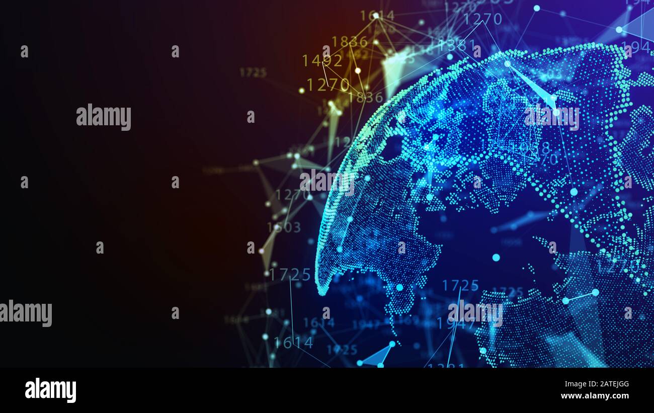 Concetto di rete, di comunicazione di internet. 3d'illustrazione. Foto Stock