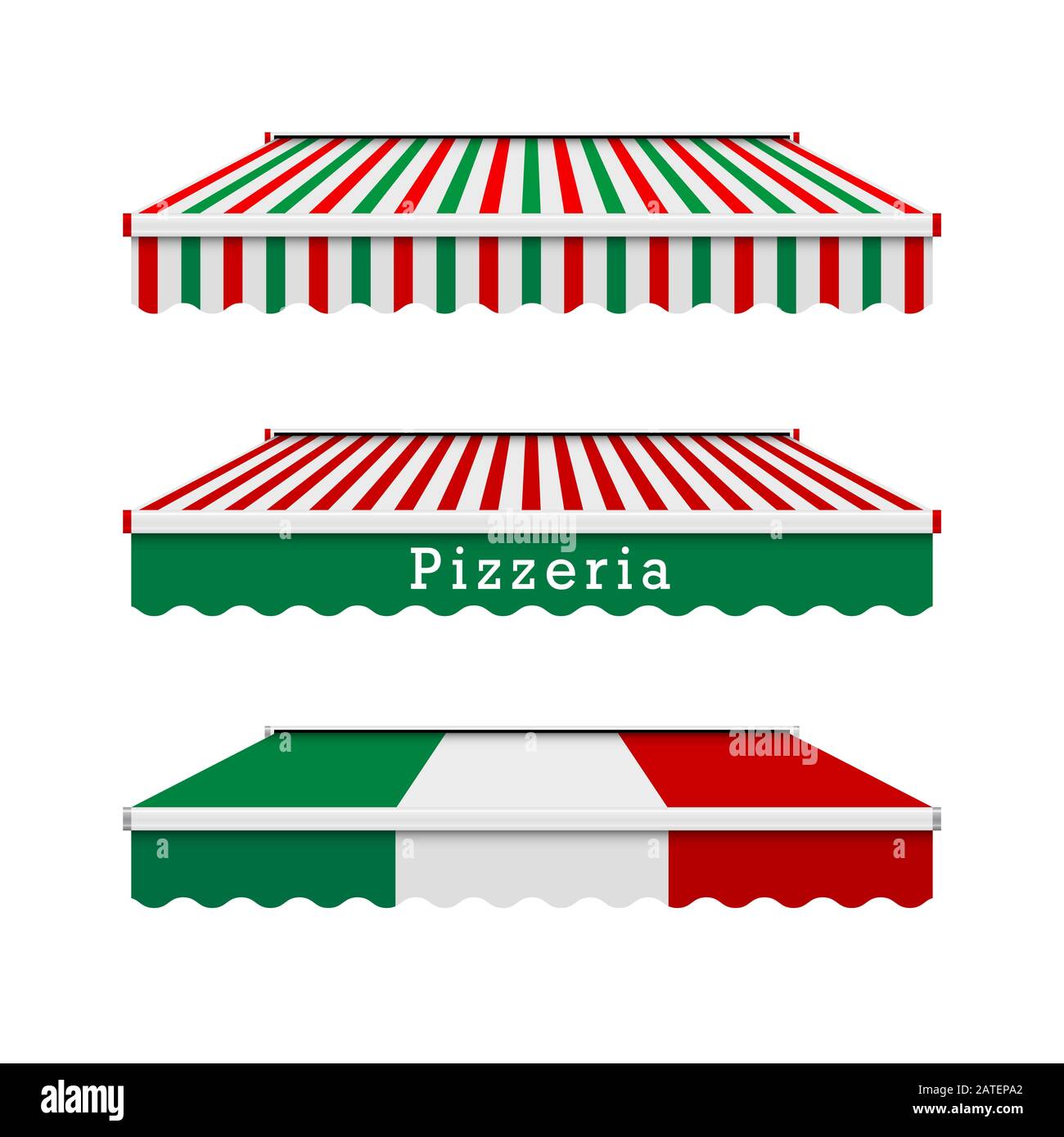 Le tende della pizzeria. Elementi di disegno alimentare italiani nei colori  della bandiera italiana. Illustrazione Foto stock - Alamy