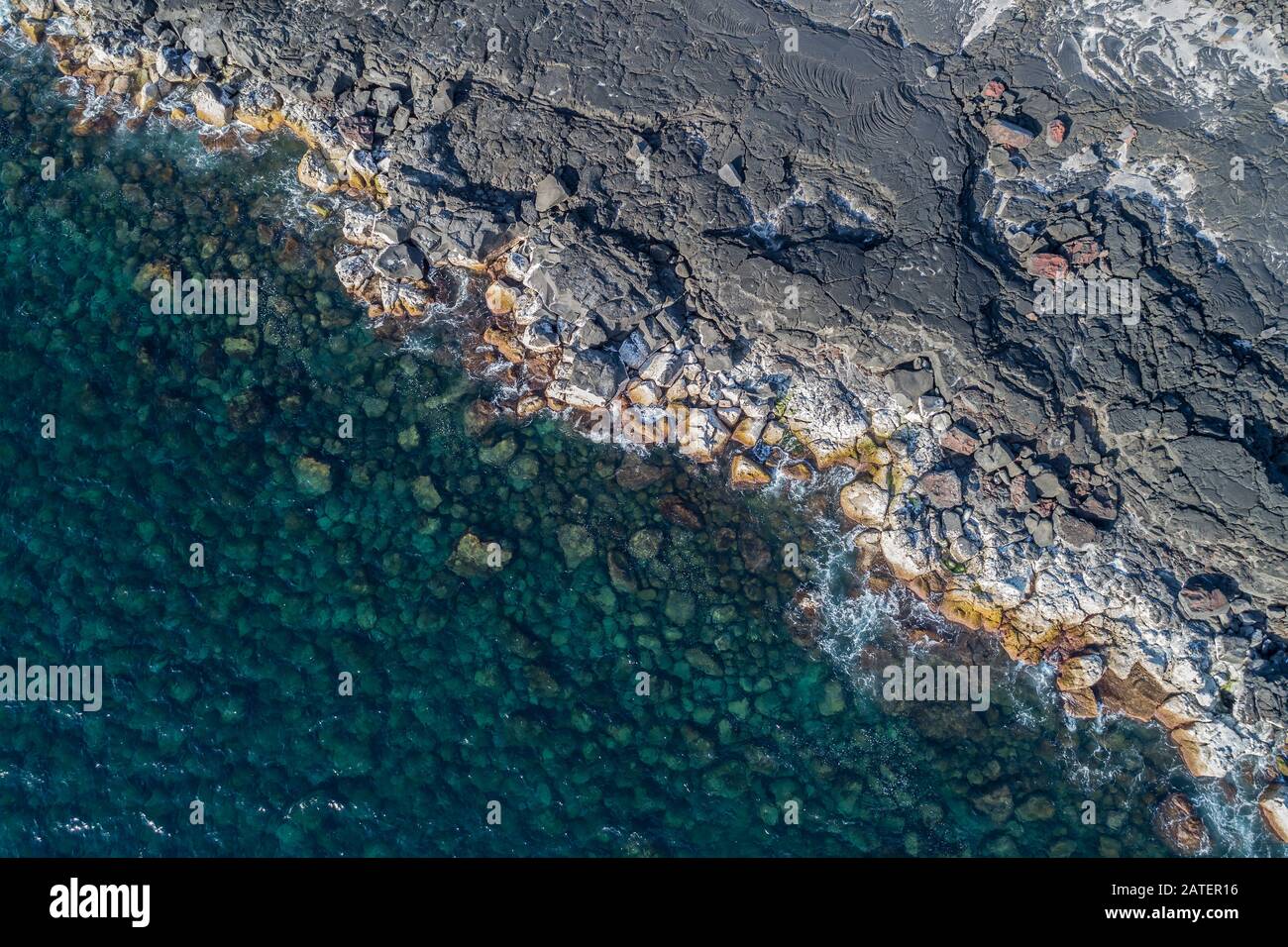 Vista aerea dalla costa sud di Pico, Pico Island, Acores, Oceano Atlantico Foto Stock