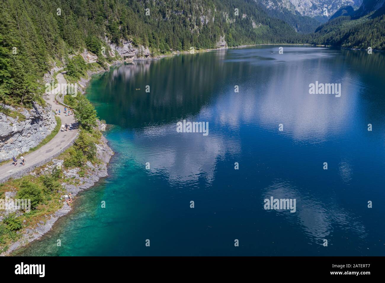 Vista Aerea Da Gosausee, Lago Gosau, Gosau, Austria Superiore, Austria Foto Stock