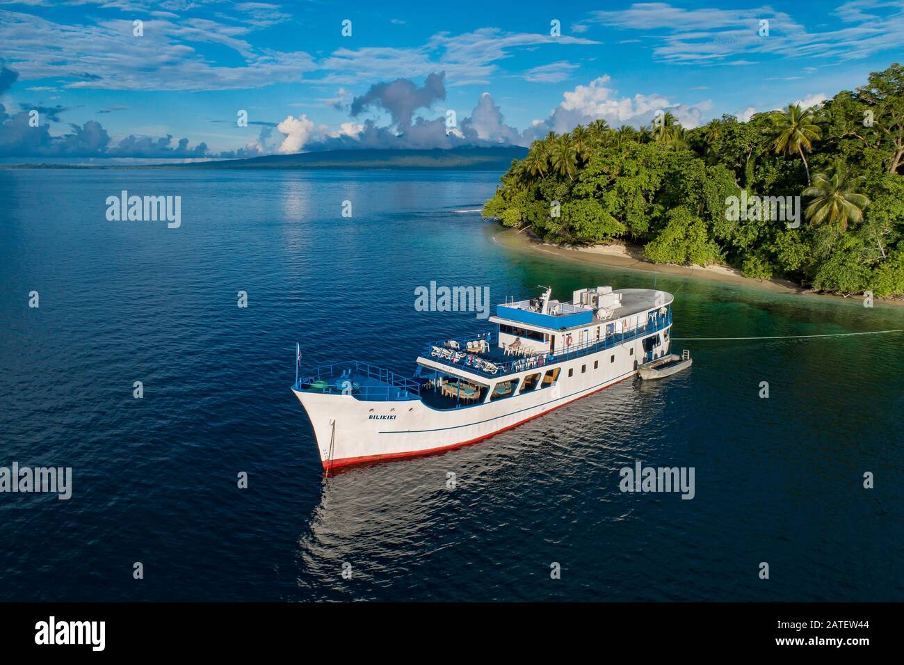 Veduta aerea da Wickham Island, Marovo Lagoon, Forse la più grande laguna di acqua salata del mondo, Isole Salomone, Mare di Salomone Foto Stock
