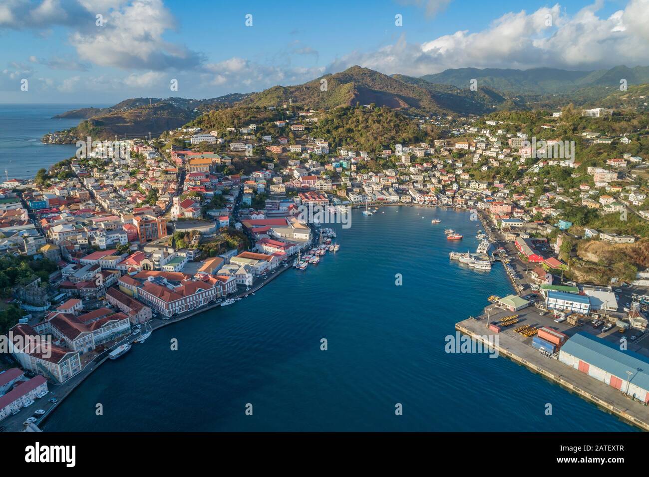 Veduta Aerea Di San Giorgio, Grenada, Mar Dei Caraibi Foto Stock
