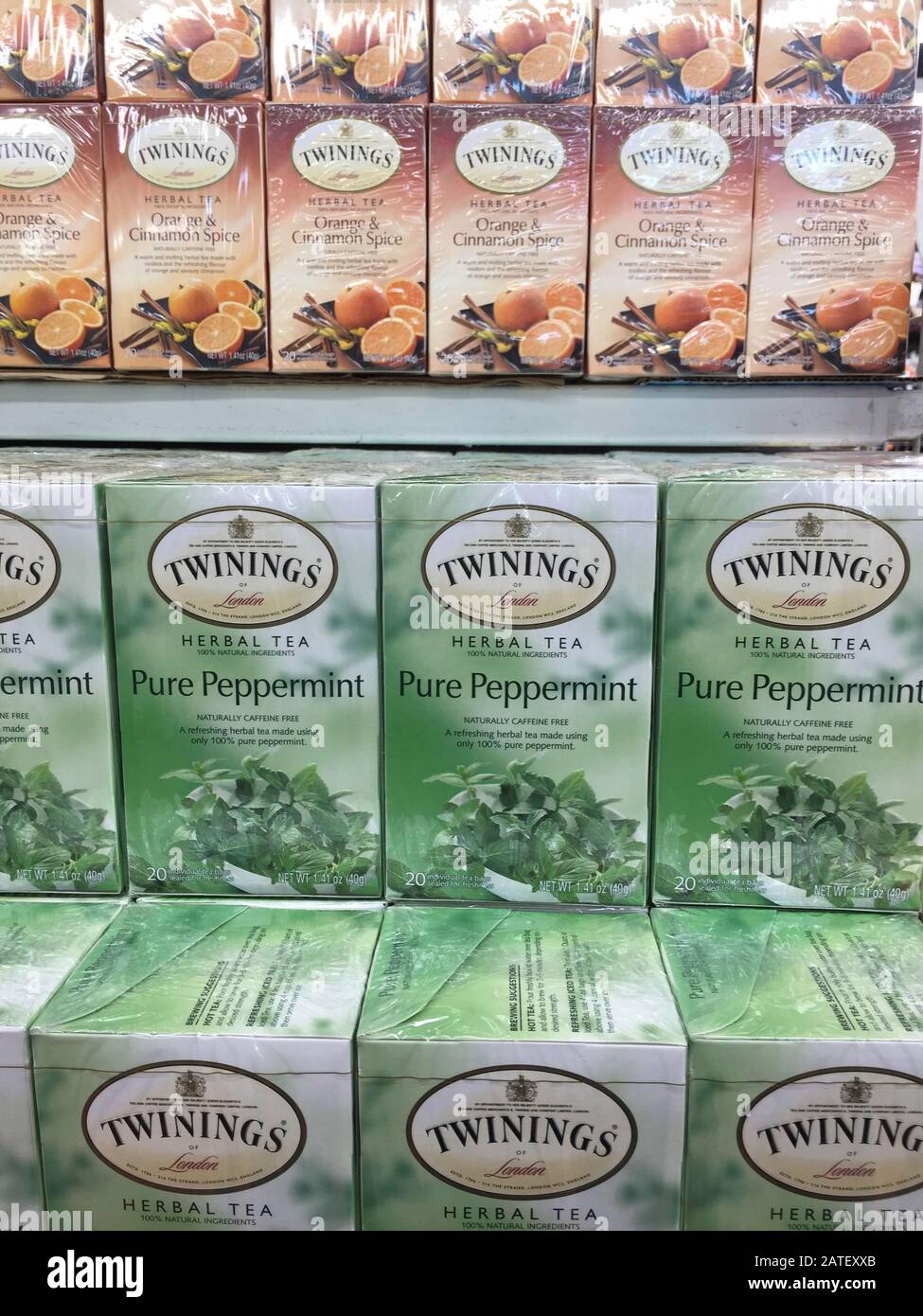 Scatole di Twining Tea Bags, in vendita su Grocery Store, Stati Uniti Foto Stock