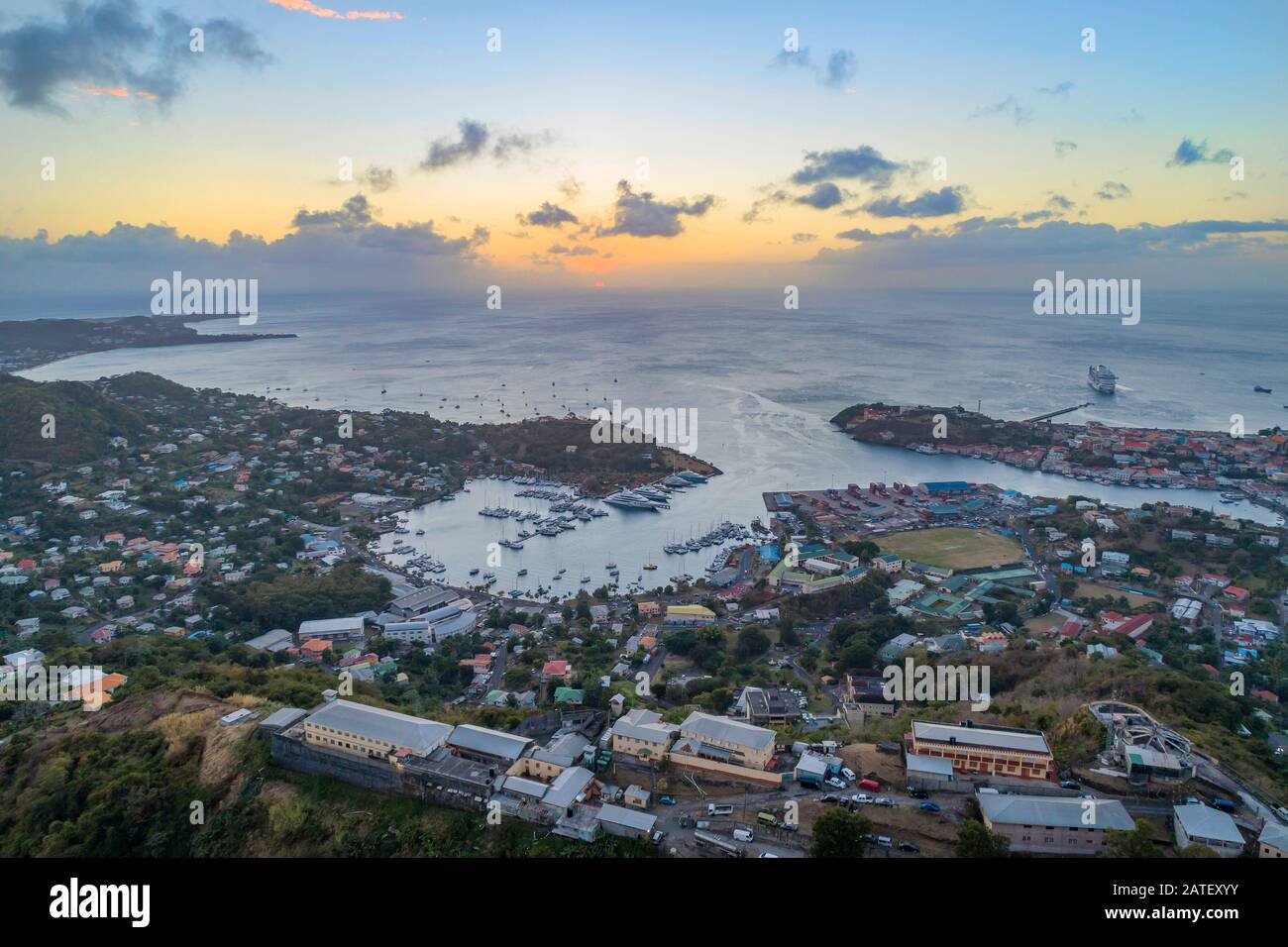 Veduta Aerea Di San Giorgio, Grenada, Mar Dei Caraibi Foto Stock