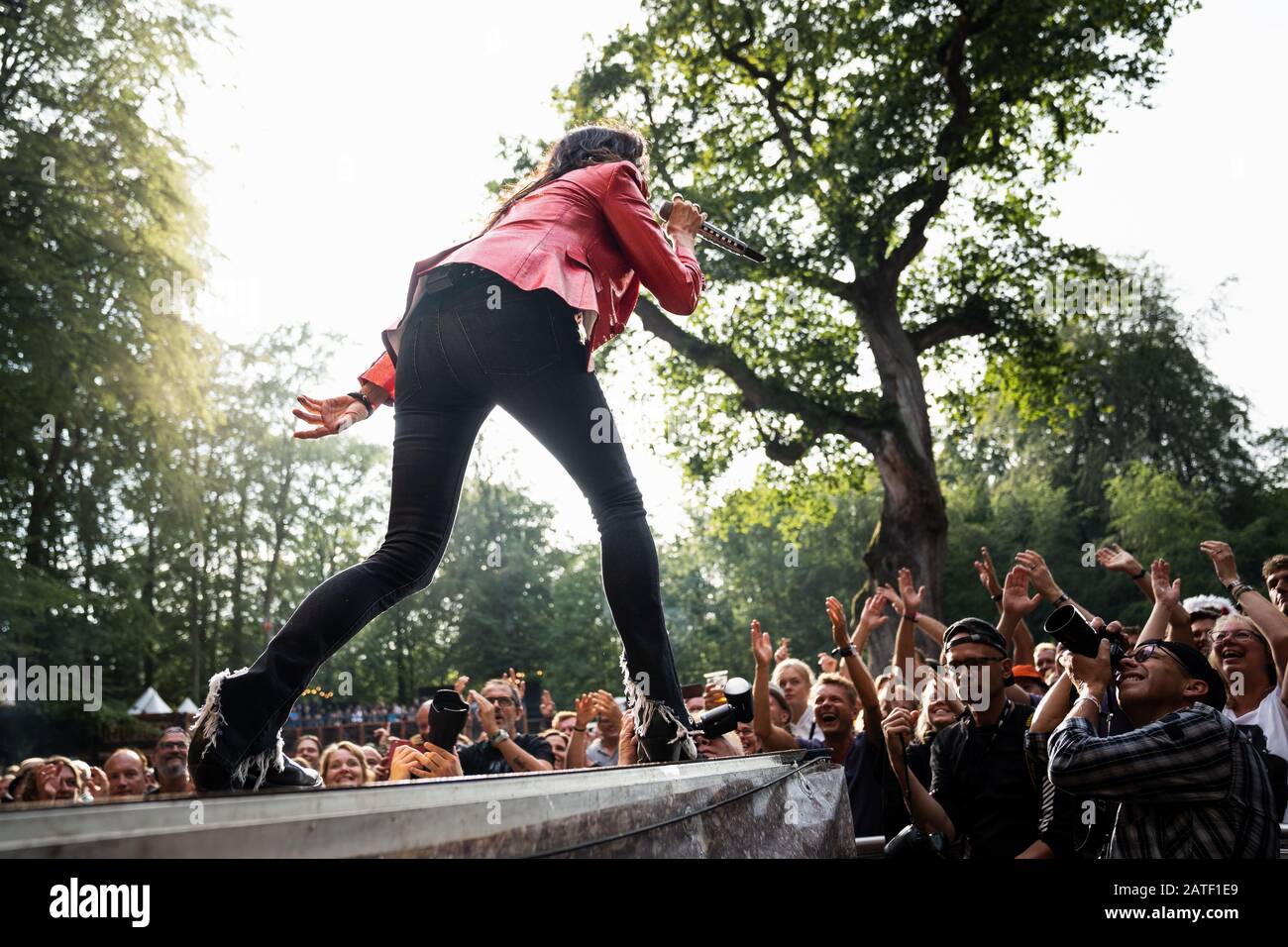 Skanderborg, Danimarca. 07th, agosto 2019. La cantante tedesca Nena si esibisce in un concerto dal vivo durante il festival musicale danese SmukFest 2019 a Skanderborg. (Photo Credit: Gonzales Photo - Rod Clemen). Foto Stock