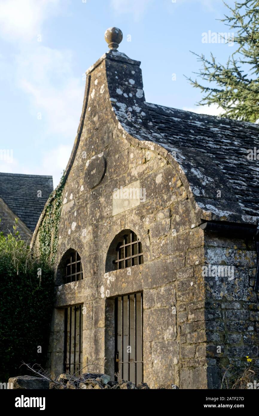 Bisley, un piccolo villaggio Gloucestershire nel sud Cotswolds, Il Lock Up Foto Stock