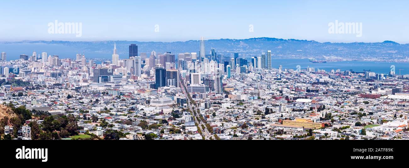 Skyline del centro di San Francisco in California Foto Stock
