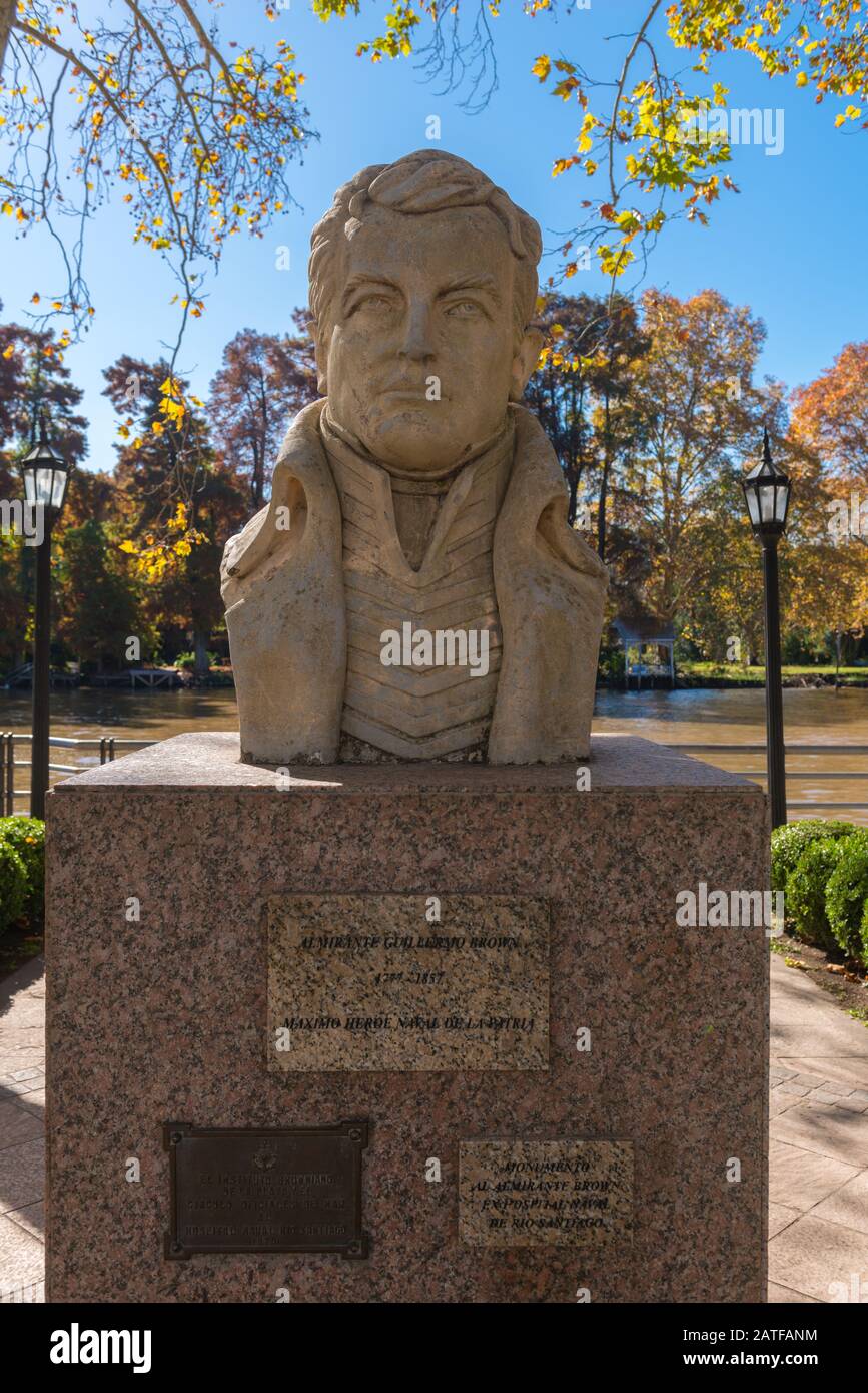 Busto Dell'Ammiraglio Guillermo Brow Al Museo Naval De La Nacion O Museo Nazionale Della Marina, Tigre, Delta Della Plata, Buenos Aires, Argentina, America Latina Foto Stock