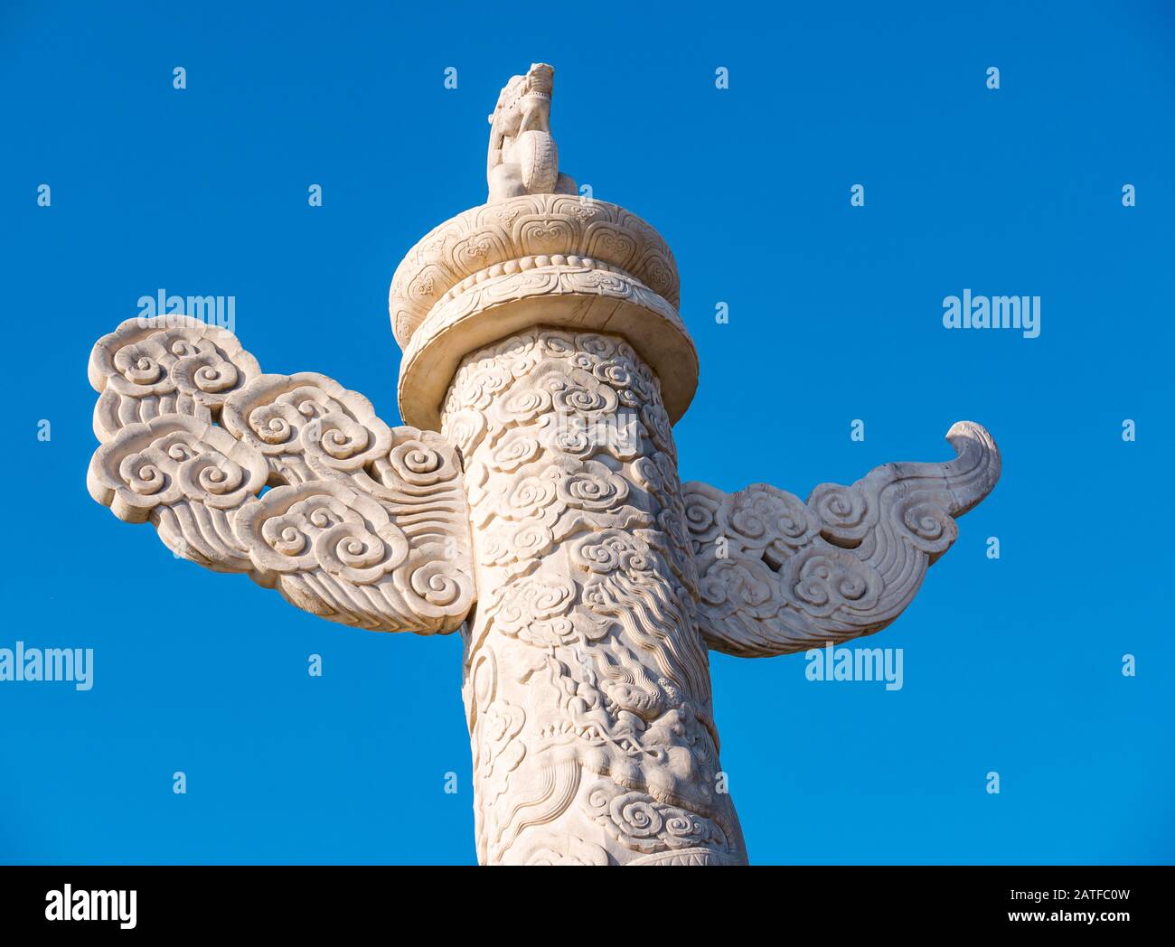 Dinastia Ming colonna ornamentale (Huabiao) porta della Città Proibita, Piazza Tiananmen, Pechino, Repubblica Popolare Cinese Foto Stock