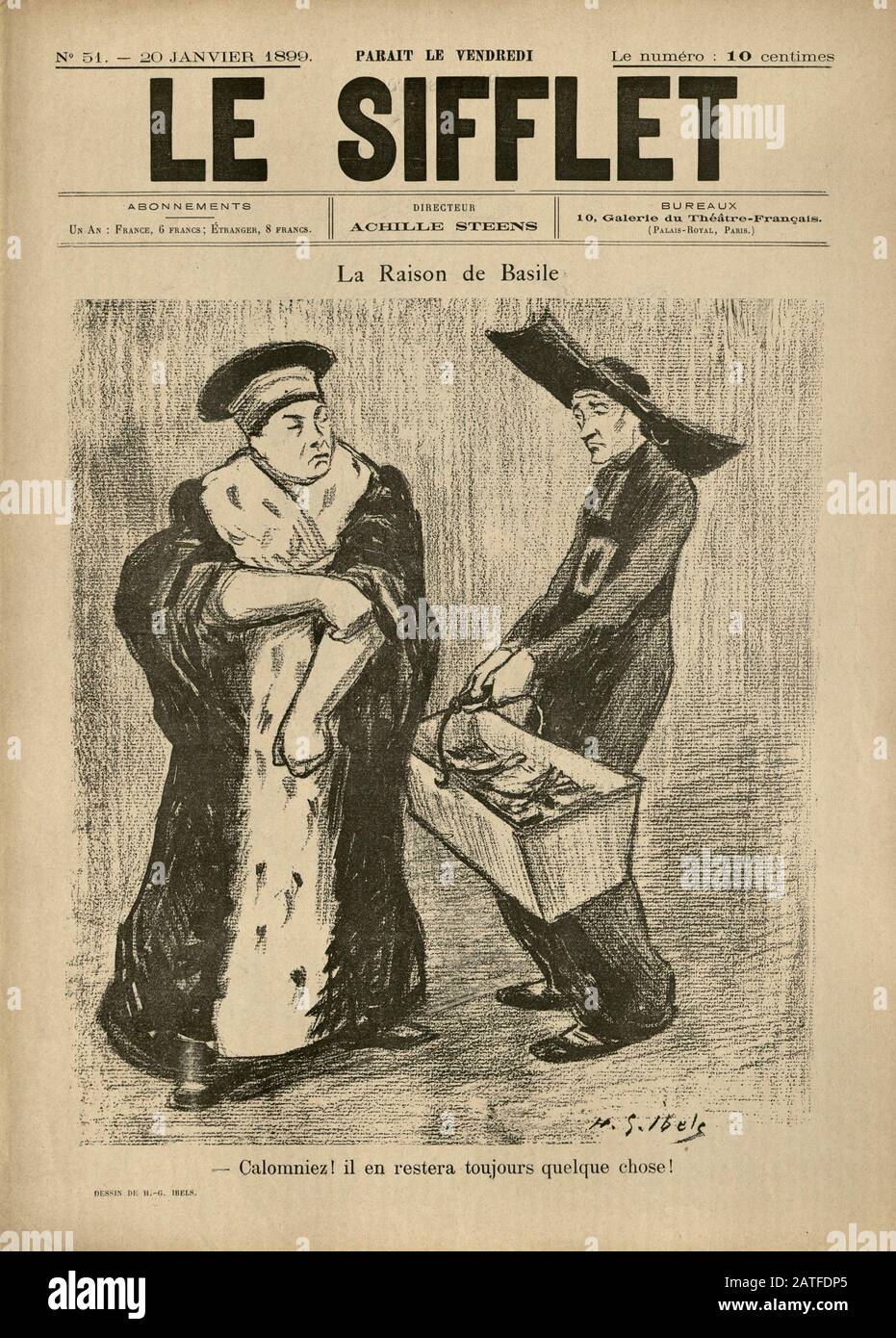 L'affare Dreyfus 1894-1906 - Le Sifflet, 20 Gennaio 1899 - Francese giornale illustrato Foto Stock
