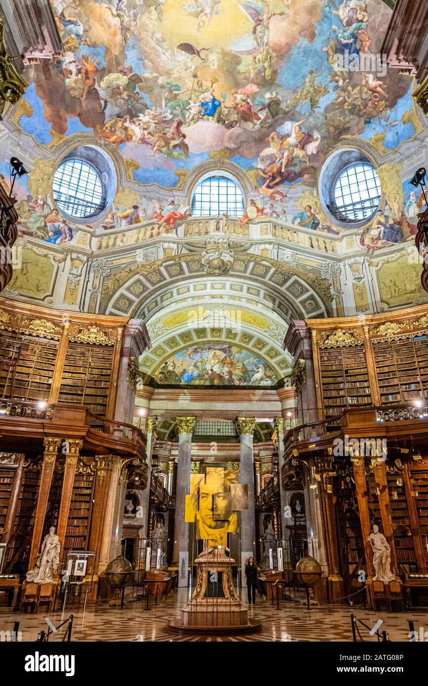 La Sala Statale All'Interno Della Biblioteca Nazionale Austriaca, Vienna, Austria Foto Stock