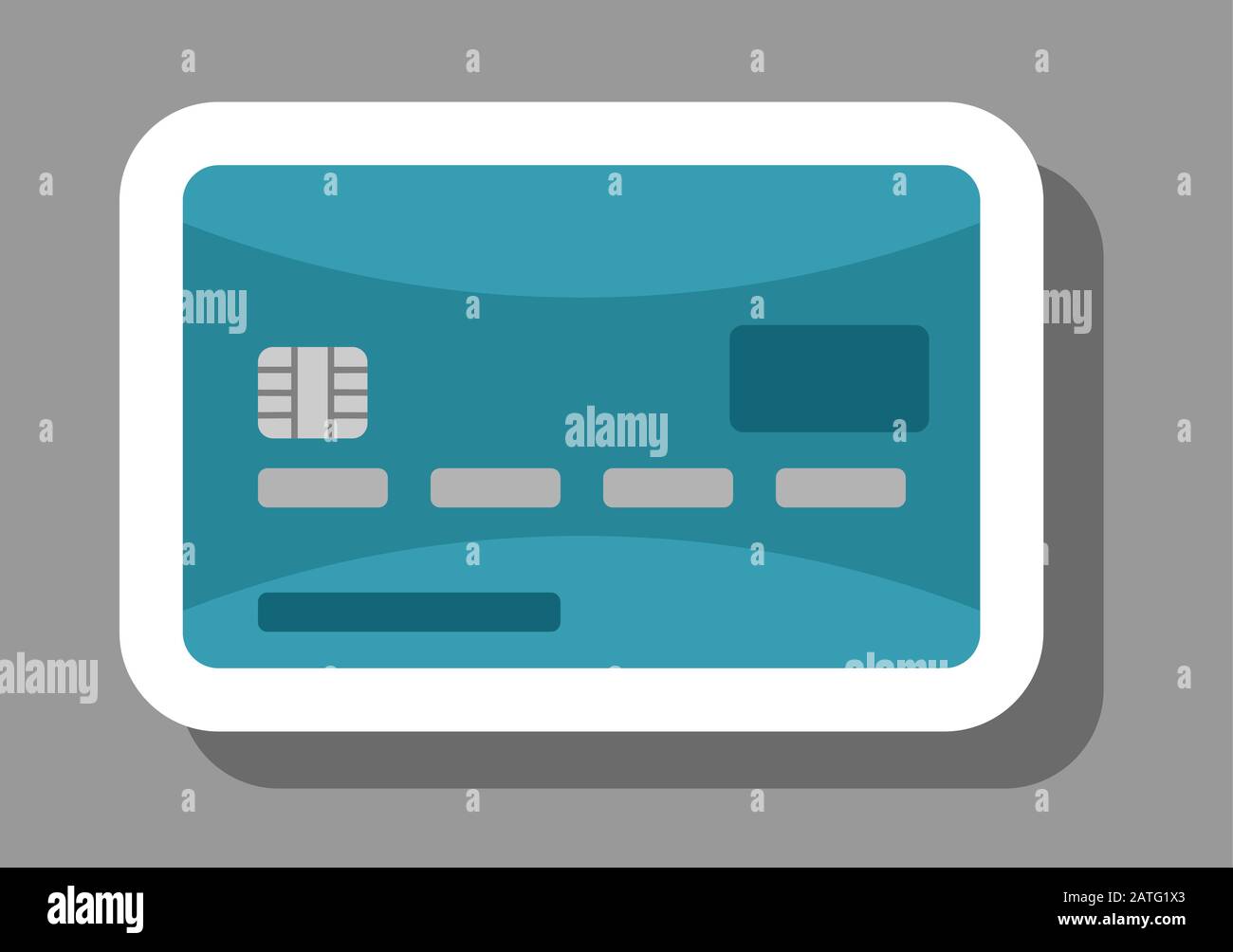 Icona della carta di credito che simboleggia la vendita al dettaglio e il commercio. Tutti gli oggetti, le ombre e lo sfondo sono in livelli diversi. Illustrazione Vettoriale